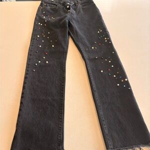 Levi's Black Straight Leg Jeans with Colorful Accents